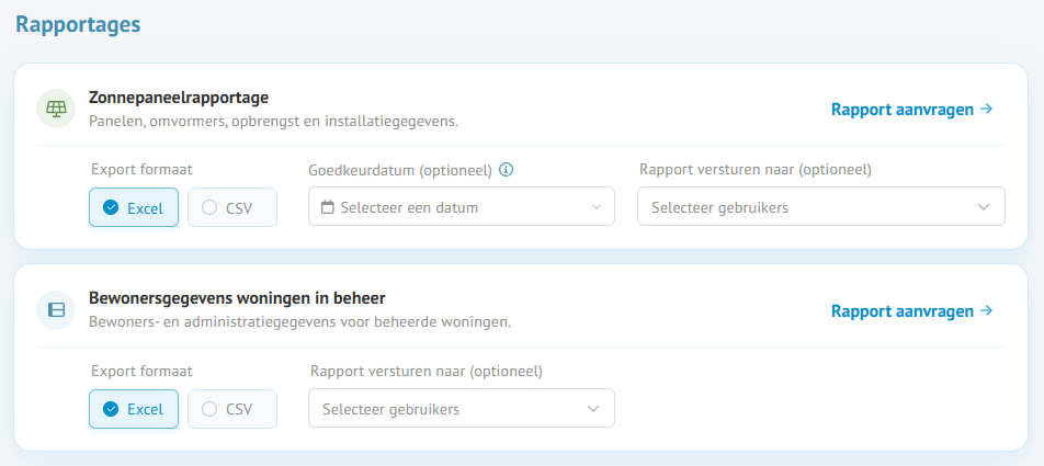 Rapportages aanvragen in het Wocozon Portal